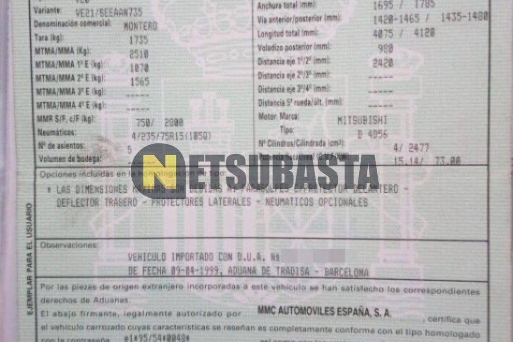 Mitsubishi Montero 2.5 Tdi 1999