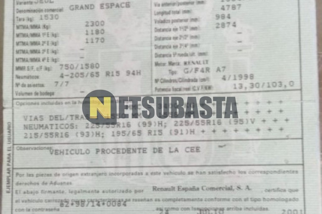 Renault Grand Espace 2.0 2001