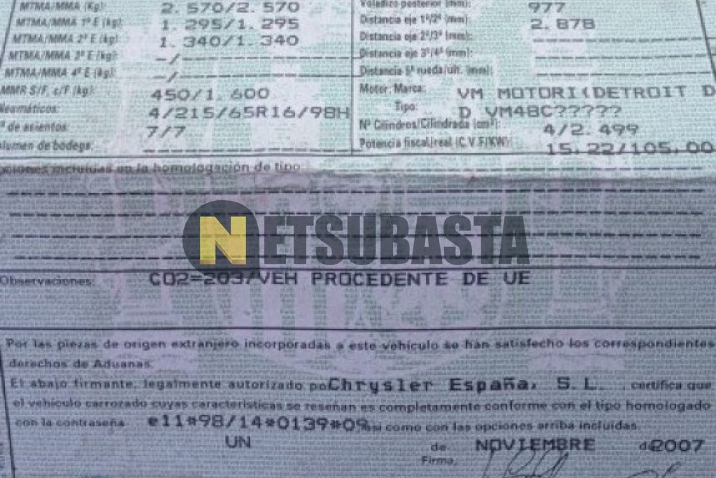 Chrysler Voyager 2.5 CRD 2007