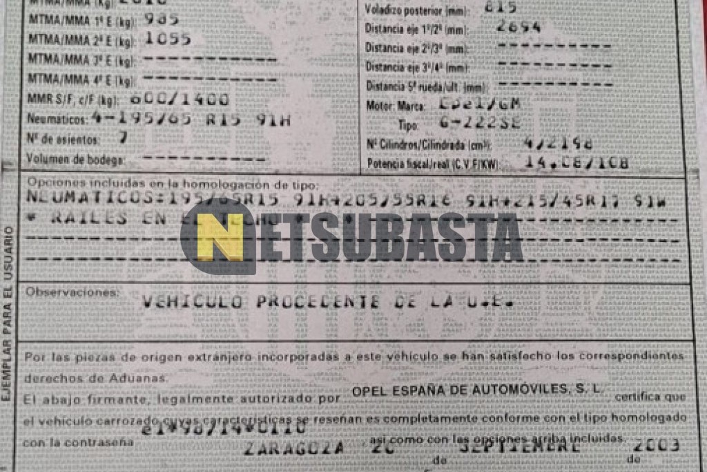 Opel Zafira 2.2 16V 2003