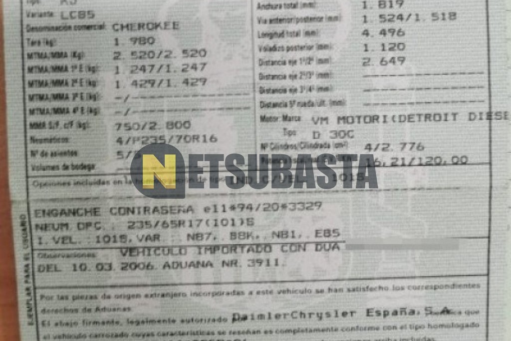 Jeep Cherokee 2.8 CRD 2006