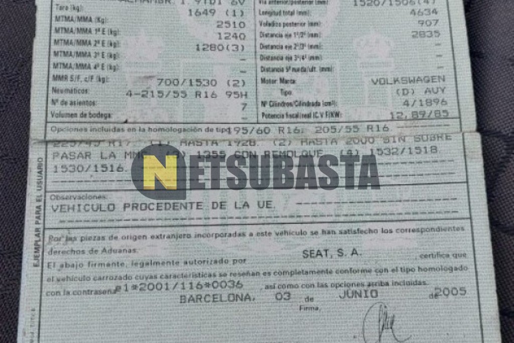 Seat Alhambra 1.9 TDi 2005
