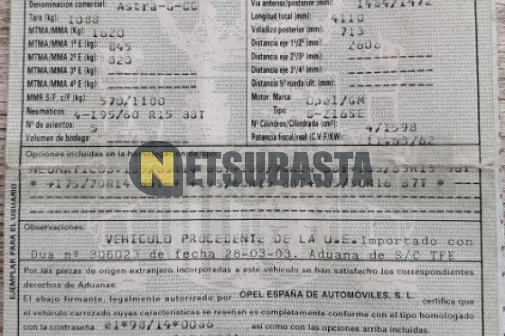 Opel Astra 1.6 8V 2003