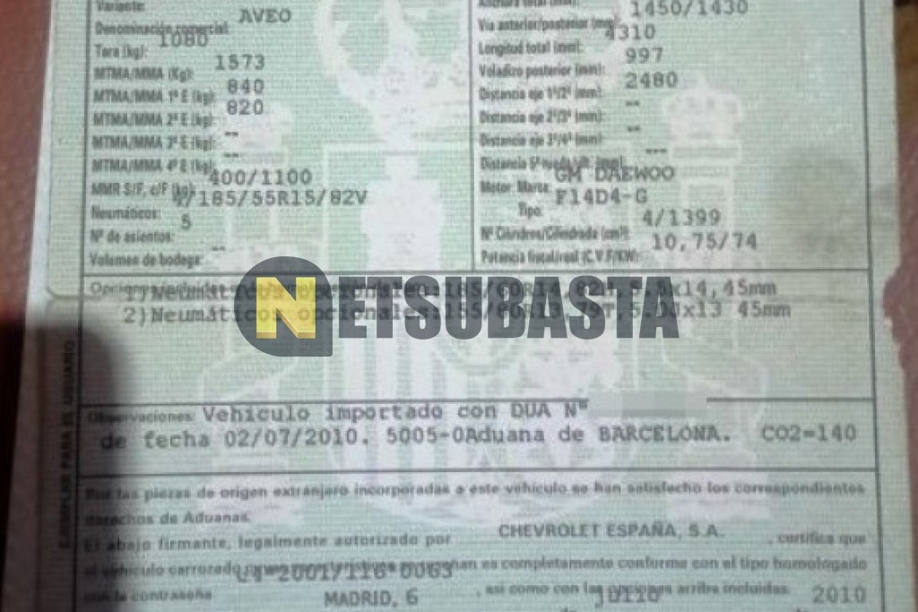 Chevrolet Aveo 1.4 16v 2010