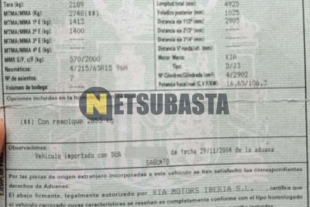 Kia Carnival 2.9 CRDI Aut. 2005