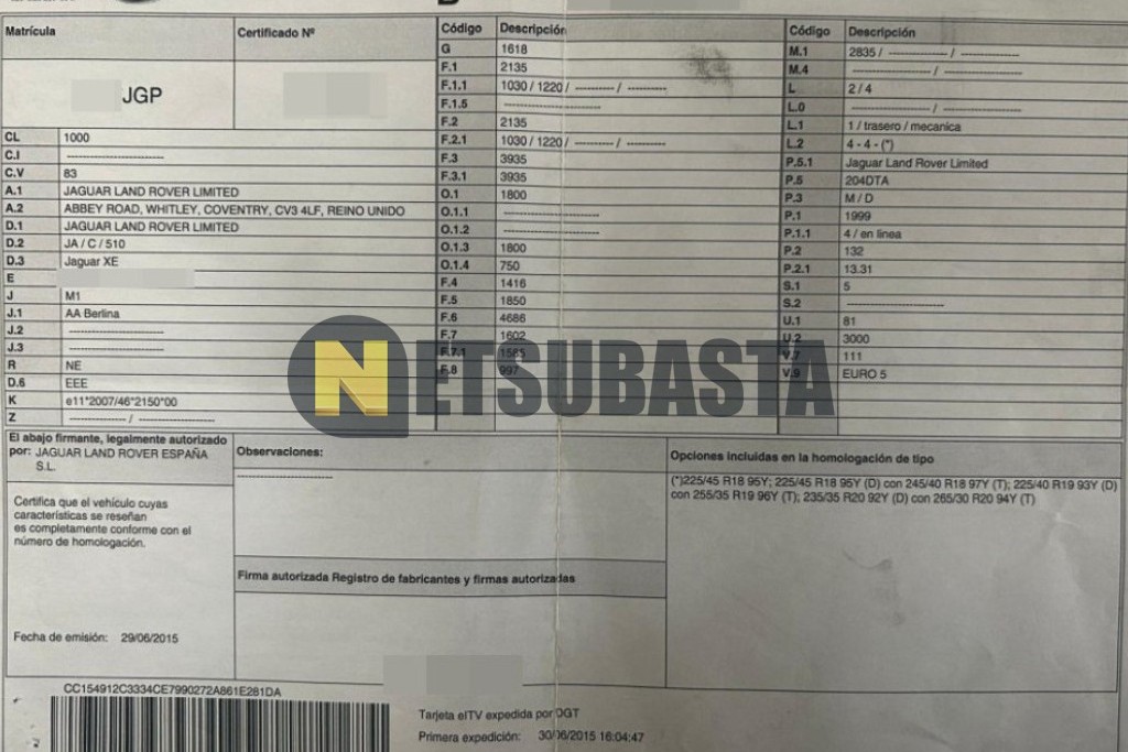 Jaguar XE 2.0 Diesel Auto 2015