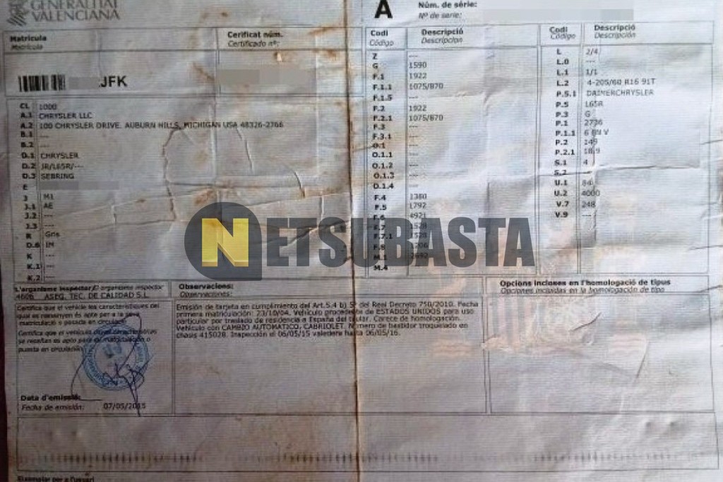 Chrysler Sebring Cabrio 2.7 V6 2004