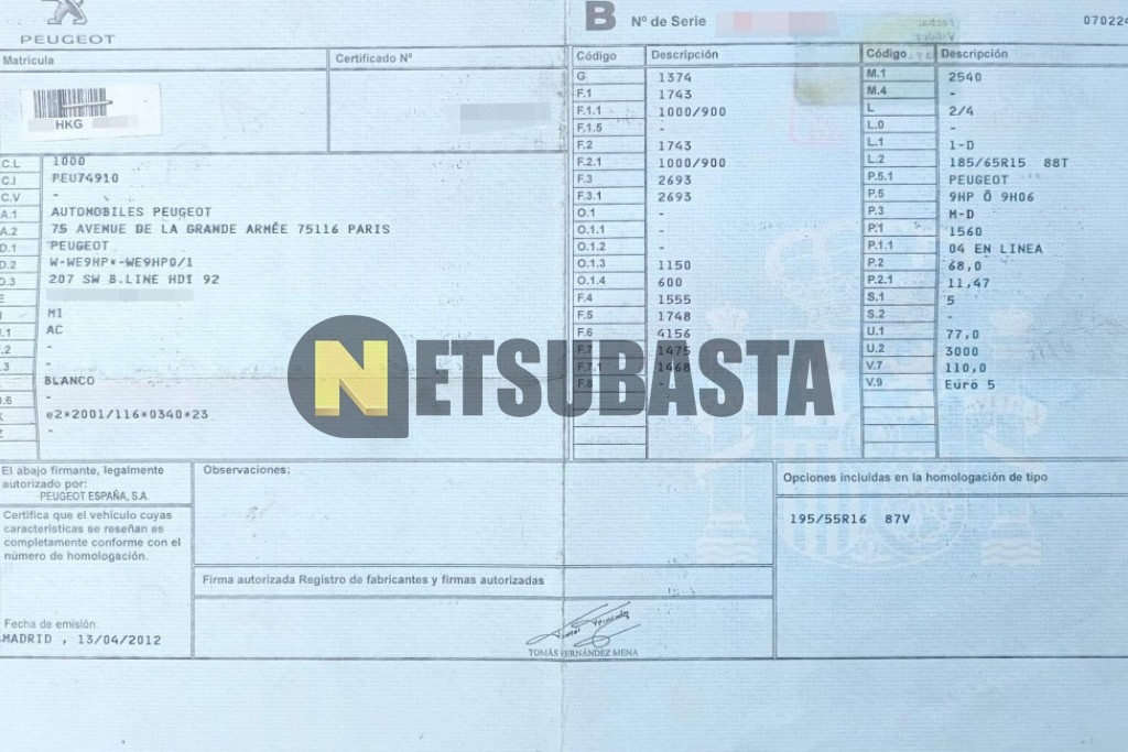 Peugeot 207 SW 1.6 HDI 2012