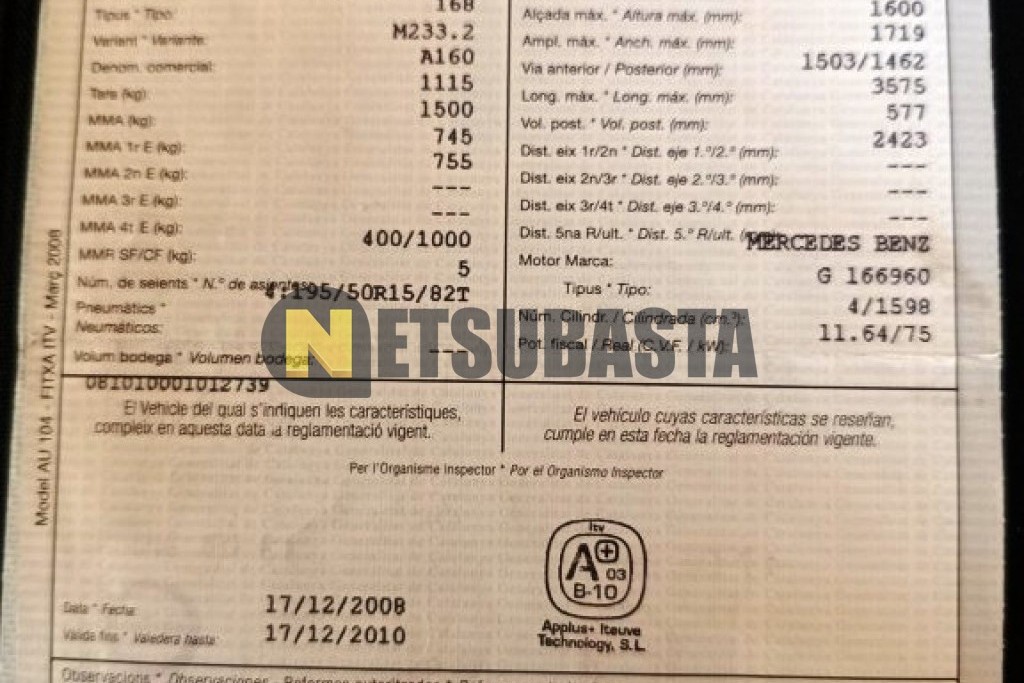 Mercedes-Benz A 160 2001