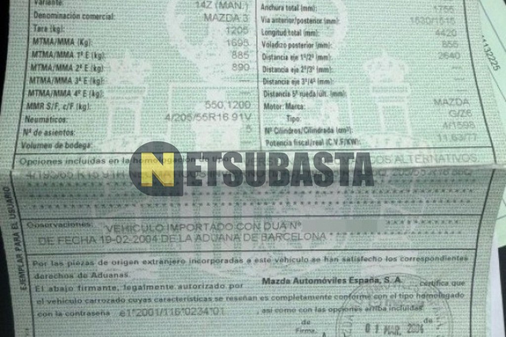 Mazda 3 1.6 VVT 2004