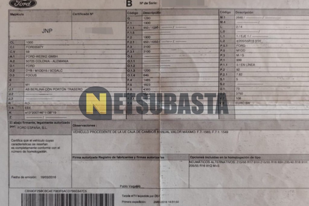 Ford Focus 1.0 EcoBoost 2016