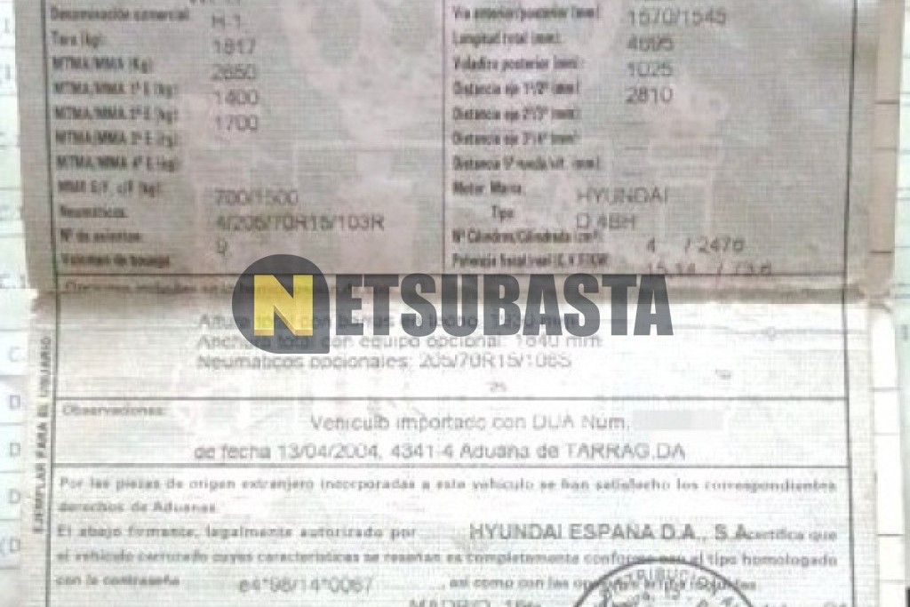 Hyundai H-1 2.5 TCI 9 plazas 2004