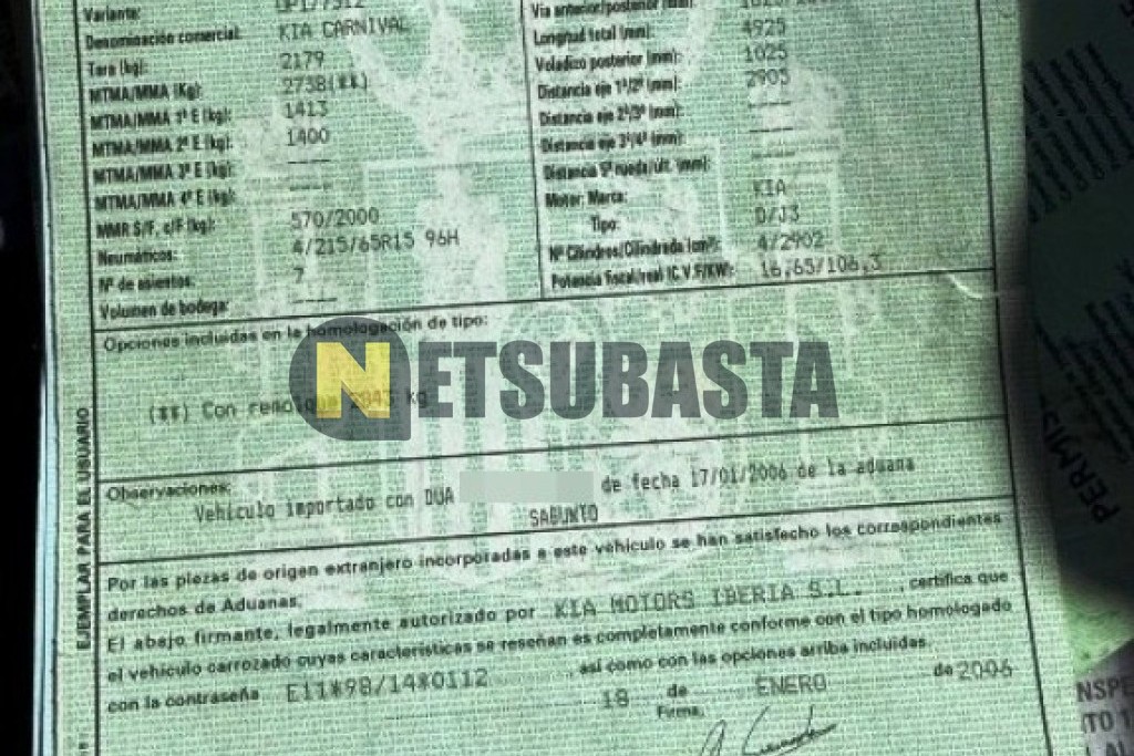 Kia Carnival 2.9 CRDi 7 plazas 2006