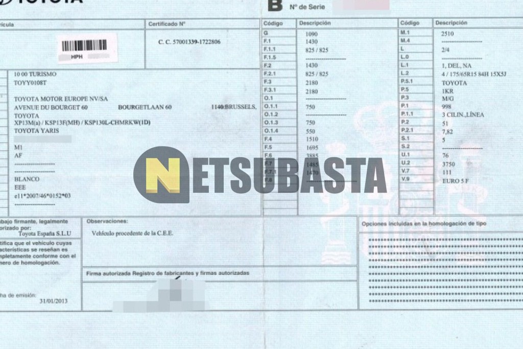 Toyota Yaris 1.0 2013