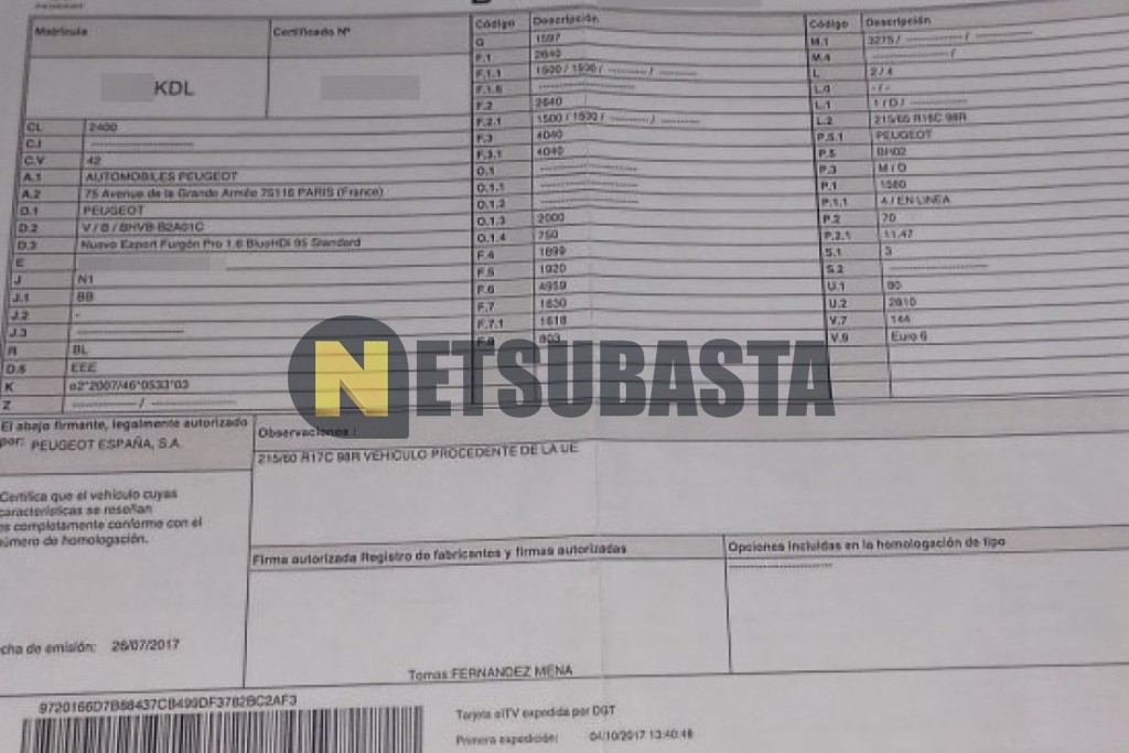 Peugeot Expert Furgón 1.6 BlueHDi 2017