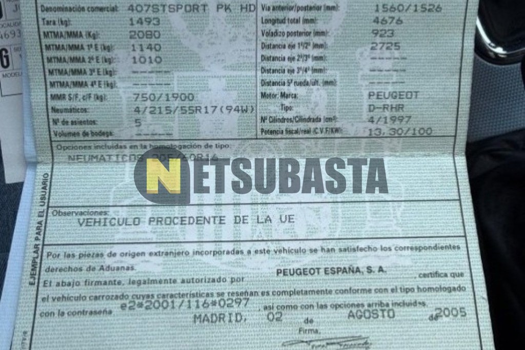 Peugeot 407 2.0 HDi 2005