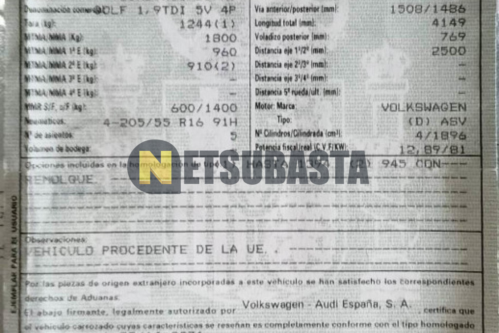 Volkswagen Golf 1.9 TDI 2002