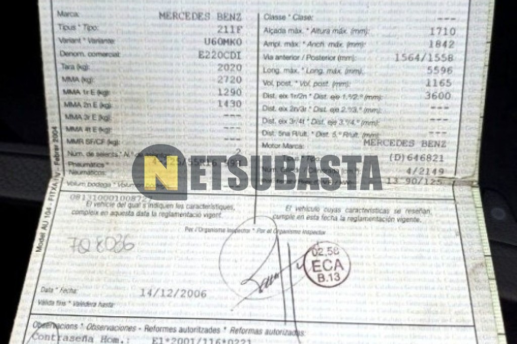 Mercedes-Benz E 220 CDI Aut. (Fúnebre) 2006