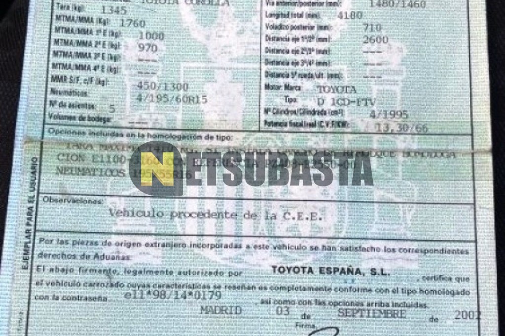 Toyota Corolla 2.0 D4-D 2002