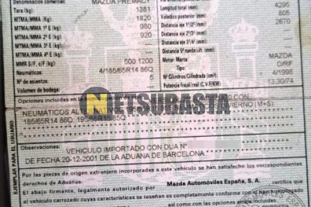 Mazda Premacy 2.0 DVTD 16V 2002