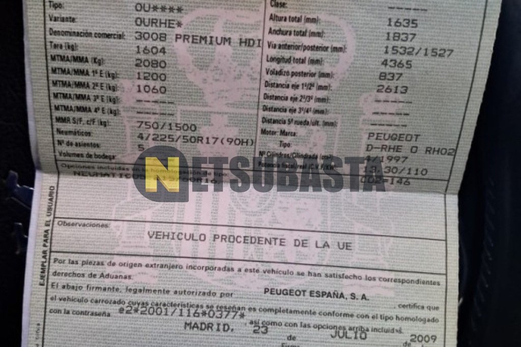 Peugeot 3008 2.0 HDI FAP 2009