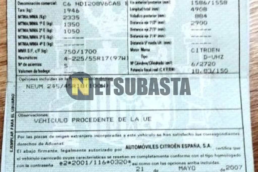 Citroën C6 2.7 HDi V6 CAS 2007
