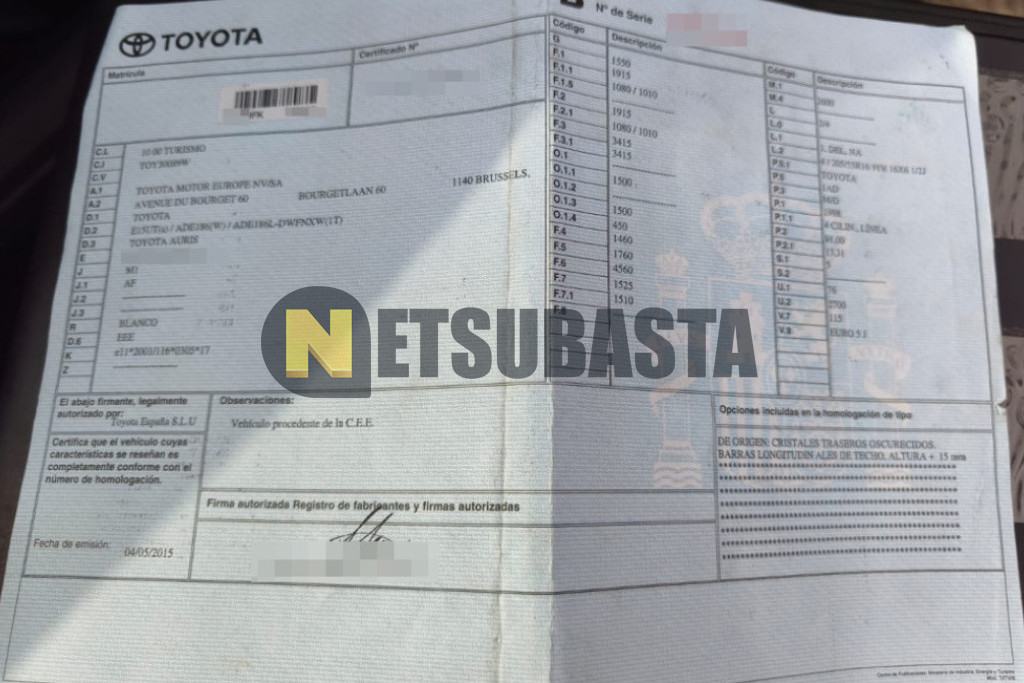 Toyota Auris Touring Sport 120D 2015