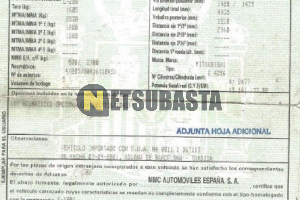 Mitsubishi L200 doble cabina 4X4 2001