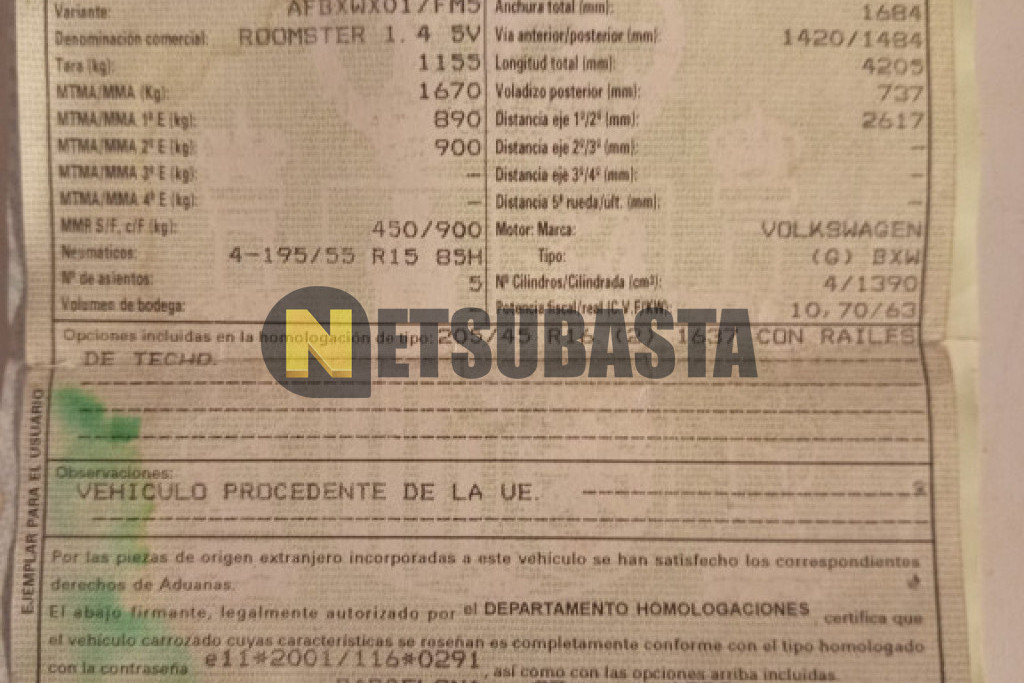 Skoda Roomster 1.4 16v 2007