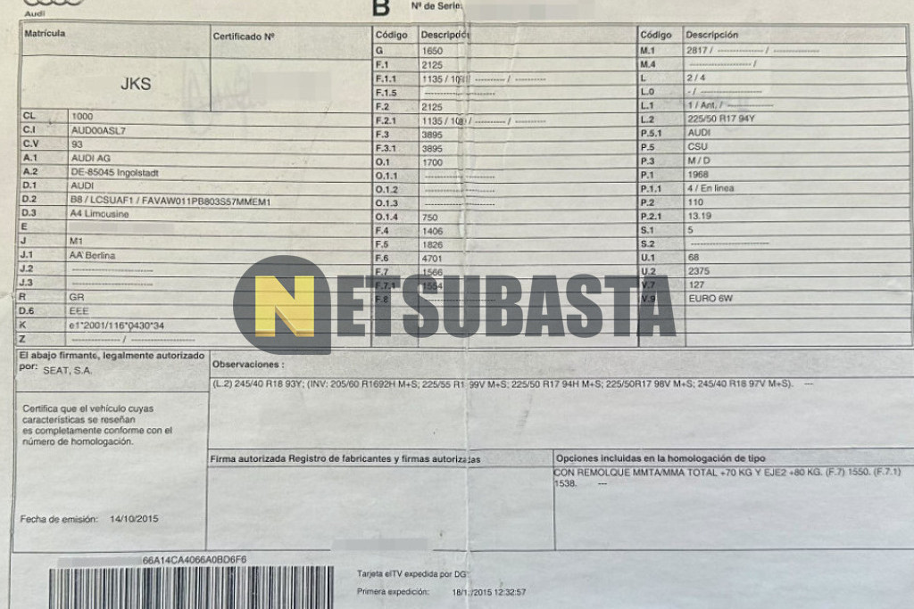 Audi A4 2.0 TDI Multitronic 2015